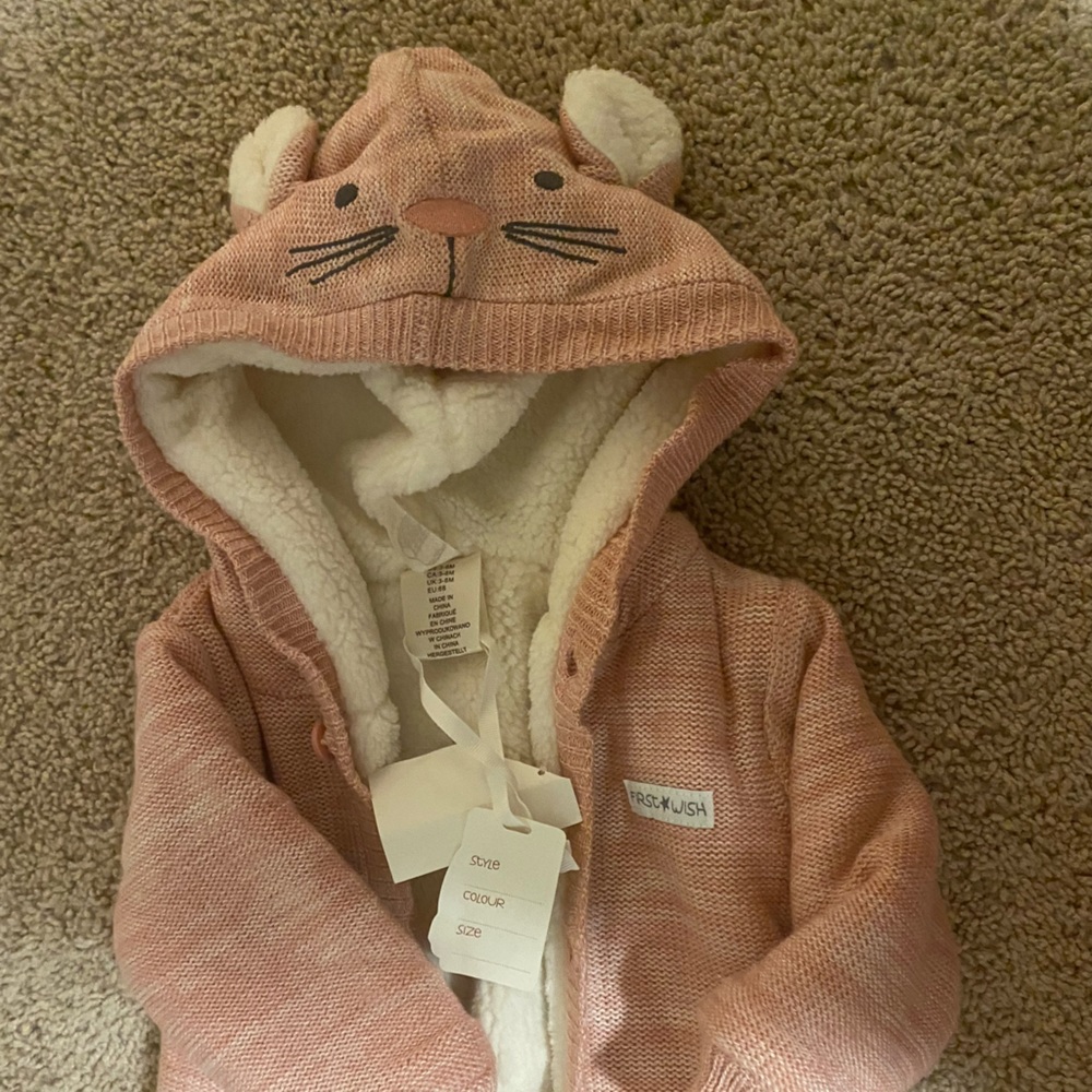 Baby Warm Sherpa Lined Knit Onesie 3-6M